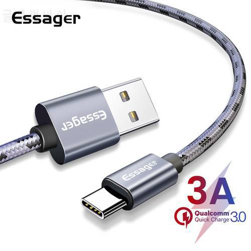 Essager USB Type C Cable For Samsung S20 S10 Xiaomi mi 10 3A Fast Charge Wire Cord USB-C Charger Mobile Phone USBC Type-c Cable