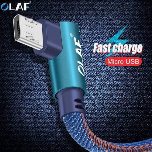 OLAF Micro USB Cable 90 Degree Nylon Fast Charge USB Data Cable for Samsung Xiaomi Tablet Android Mobile Phone USB Charging Cord