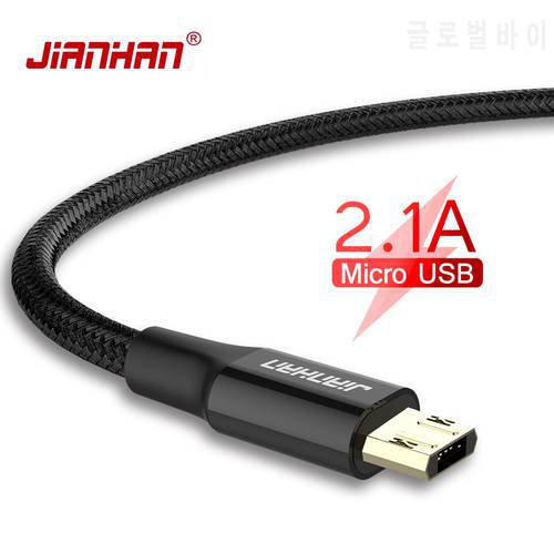 JIANHAN Micro USB Cable 1m 2m Reversible for Xiaomi Redmi Note Fast Charging Mobile Phone USB Charger Data Cable for Samsung S7