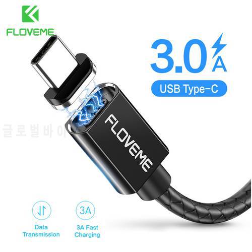 FLOVEME Magnetic Cable USB C for Samsung S9 S8 Note 9 8 3A Fast Magnetic Charger 1M USB Type C Cable for Xiaomi Redmi Note 7 5