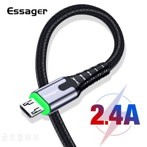 Essager LED Micro USB Cable 2.4A Fast Charging Data Cord 3M Microusb Charger Wire Android Mobile Phone Cables For Samsung Xiaomi