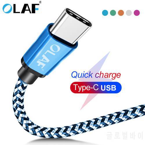 OLAF USB Type C Cable 1M 2M 3M Fast Charging Cable Type-C data Cord Charger USB-C For Samsung S8 S9 S10 Xiaomi Huawei P30 Pro