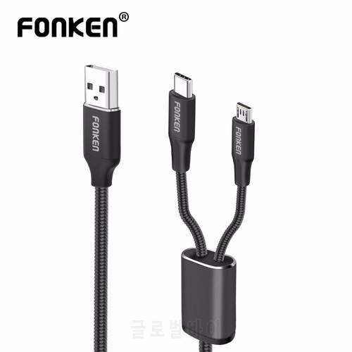 2 in 1 Micro USB Cable Reversible USB Type C Charger Nylon Micro Cable USB C Charging for Power bank Mobile Phone Cables