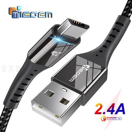 TIEGEM Micro USB Cable 2.4A Nylon Fast Charge USB Data Cable for Samsung Xiaomi Android Mobile Phone USB Charging Cord 1M 2M 3M