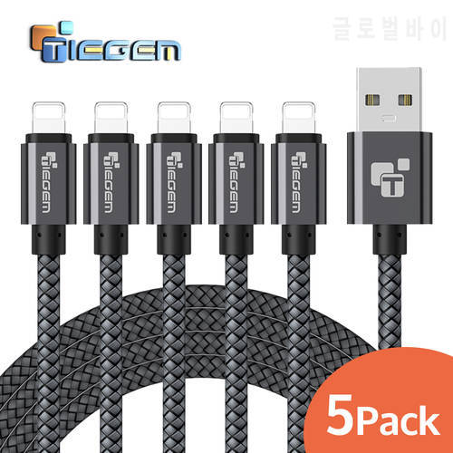 5Pack TIEGEM USB Cable for iPhone X 8 2a Fast Charging USB Data Cable for iPhone 5 6 6s 7 Plus iPad mini Mobile Phone Cables