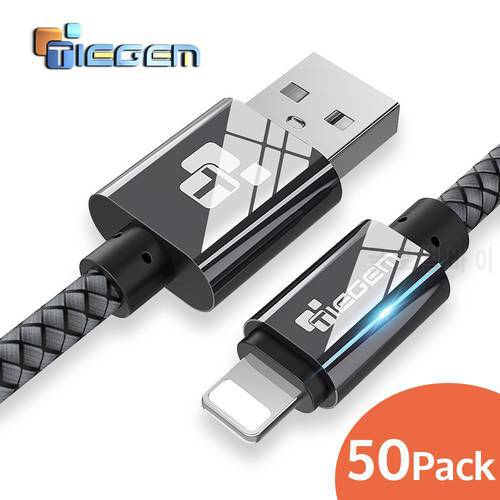 50Pack USB Cable for iPhone 8 X TIEGEM 2A Fast Charging USB Charger Data Cable For iPhone 5 6 6s 7 Plus Mobile Phone Cables