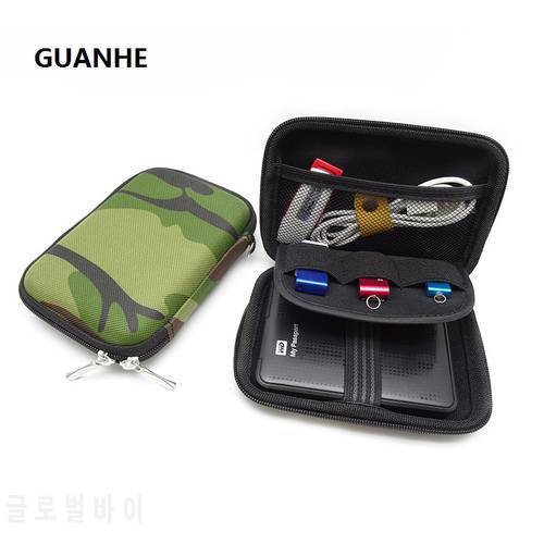 GUANHE Military green Carry Case Cover for 2.5 inch Power Bank USB external WD seagate HDD Hard Disk Drive Protect Bag Case