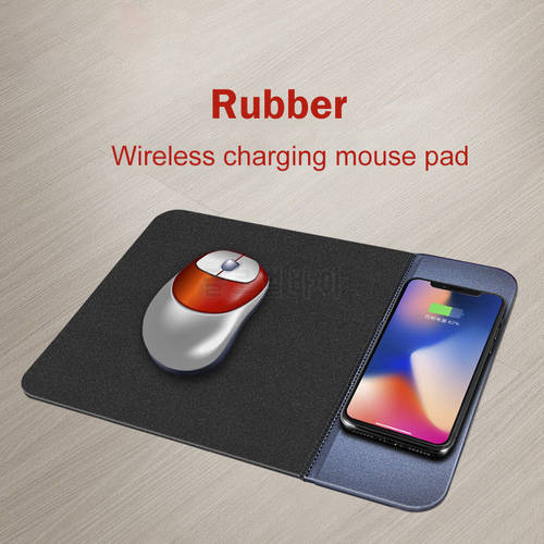 2018 Mobile Phone Qi Wireless Charger Charging Mouse Pad Mat PU Leather Mousepad for iPhone X/8 Plus Samsung S8 Plus /Note 8