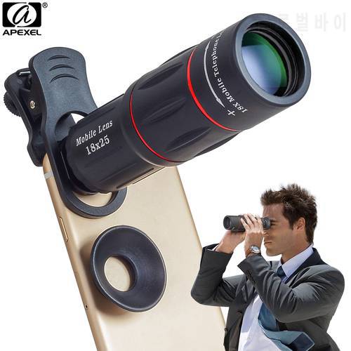 APEXEL Camera Lens 18X Telescope Zoom Telescope Mobile Phone Lens With clips Universal for iPhone Xiaomi Smartphones APL-18XT