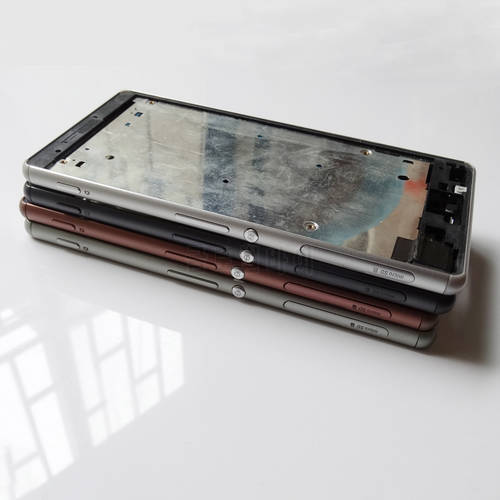 Original LCD Front Housing Frame Bezel Plate for Sony Xperia Z3 D6603 D6653 Middle Chassis Housing with Side key plug cap plug