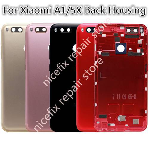 For Xiaomi Mi A1 Battery Back Cover for Xiaomi MiA1 Rear Door Housing Replacement Repair Spare Parts Red + Power Volume Button