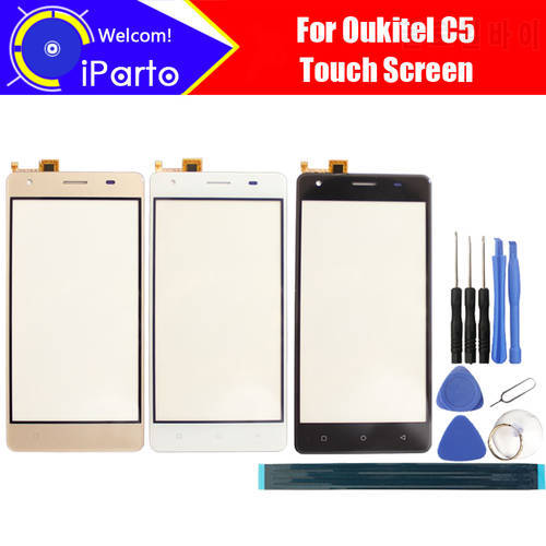 5.0 inch Oukitel C5 Touch Screen Glass Panel 100% Guarantee Original Glass Panel Touch Screen For C5 + tools+Adhesive