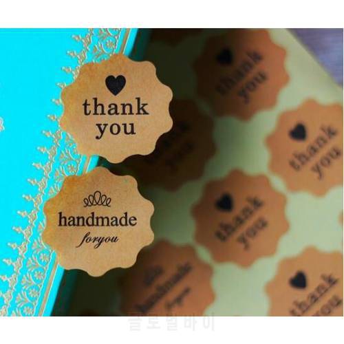 360 stickers/lot 38mm HAND MADE thank you Self-adhesive craft paper sealing label sticker for DIY packing, Item No.TK31