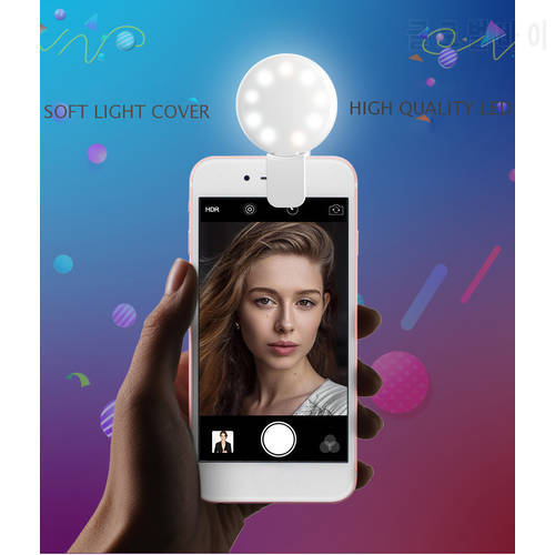 Mini LED Flash Beauty Fill Light Portable RK17 Rechargeable 9 pcs Bulbs Light Beauty Selfie Ring Flash LED for Samsung S8 S9