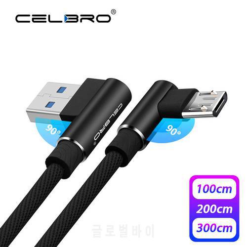 2A Micro USB Fast Charging Cable 90 Degree for Android Cell Phone Quick Charge 3.0 Cable USB2.0 Microusb Data Cord 1/2/3 Meter