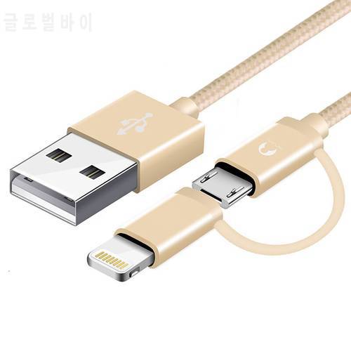 Snowkids 2 Pieces Micro USB【 2 in 1】 Cable for iPhone X 8 7 6 5 XR XsMax also for Android Micro USB Cord
