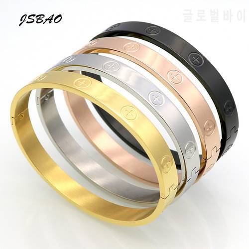 JSBAO High Quality Stainless Steel Carving Sacred Cross Women Bracelet Cuff Bracelet Bangle For Men Jewelry