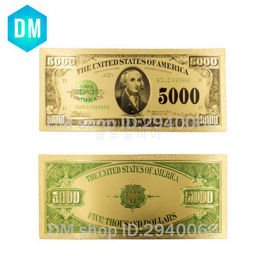 1918 Years USA 24k Gold Banknotes Gold Plated Us 5000 Dollar Bill Collections Bank Notes 10pcs/lot Currency Fake Money