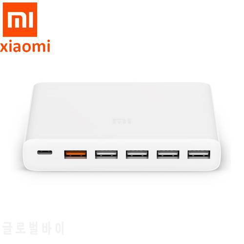 Original Xiaomi Mi USB-C 60W Charger Type-C & USB-A 6 Ports Output Dual QC 3.0 Phone Quick Charger 18W x 2 + 24W (5V=2.4A MAX)