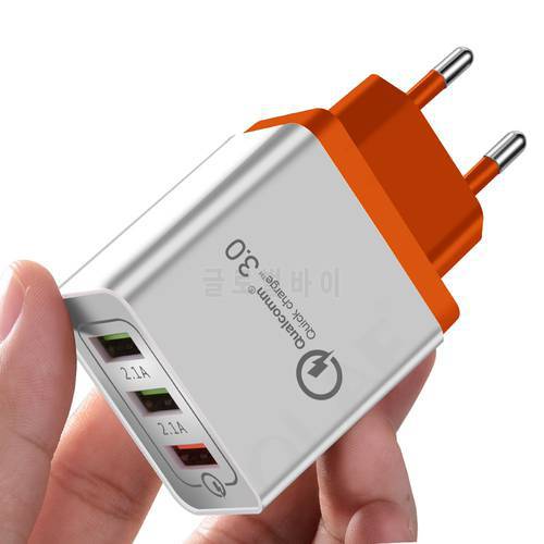 3 Ports Quick Charge 3.0 USB Charger 18W QC3.0 Fast Charging USB Wall Chargers for iPhone XS Max XR Samsung Mobile Phone Charger