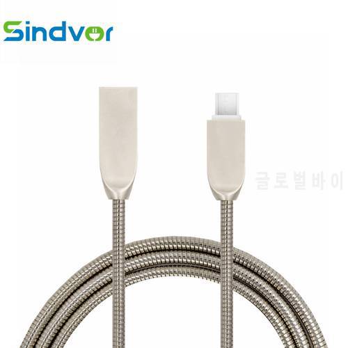 Sindvor 1m Metal Spring Micro USB Cable Data Sync For Samsung Xiaomi Android Mobile Phone Fast Charge Microusb Charger Wire