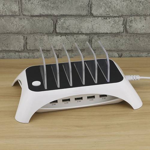 Universal 5 Multi Ports Detachable USB Charging Station Stand Holder Desktop Charger for IPhone X 7 8 iPad Android Phone Tablet