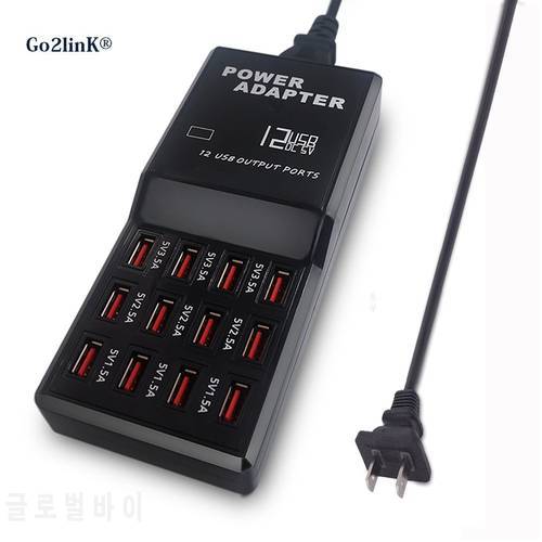 Go2linK Universal Outlet Socket Digital Display 12 Port USB Charger Power Adapter Charging Station
