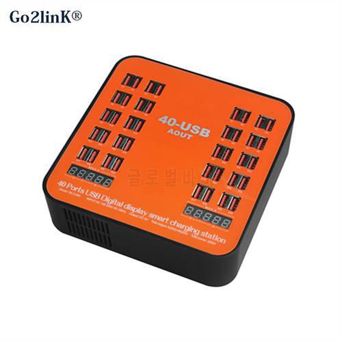Go2linK 40 Ports USB Charger 5V 3.5A Max Power Intelligent Charging Stations Concentrated Batch Charge LED Display Universal