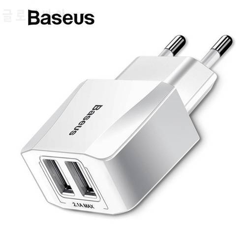 Baseus Dual USB Charger EU Plug 2.1A Max Fast Charging Portable Phone Charger Mini Wall Adapter Charger
