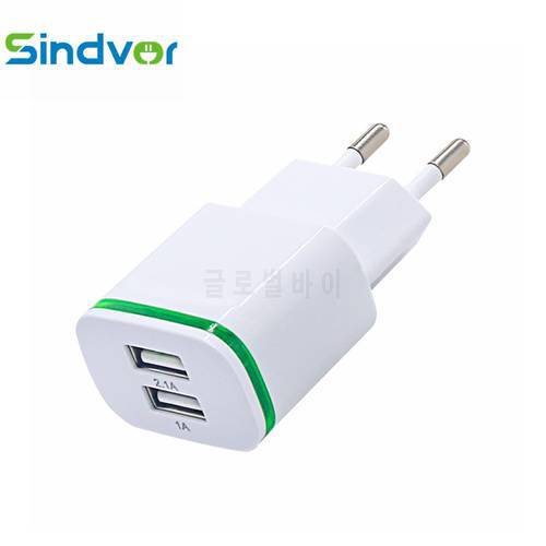 Sindvor 2.1A/1.0A Wall Charger Dual Ports Travel Charger Mini USB LED Light Fast Charging Power Adapter for iPhone Android Phone