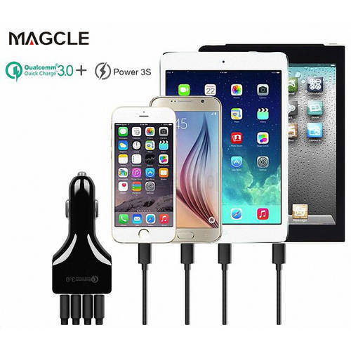 Magcle Quick charger 3.0 4USB car charger QC3.0 Charger 5V/3.5A 9V/1.8A12V/1.7A Fast car charger for mobile phone, tablet PC