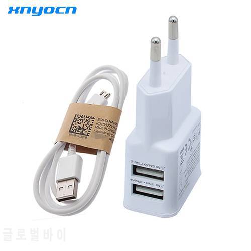 Dual 2 Ports EU Plug USB Charger Adapter For Samsung/Xiaomi Mi5/Meizu Or V8 Micro USB Cable, 5.2V 2A Charging Wall Power Travel