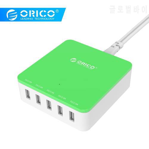 ORICO USB Charger 5 Port 40W Max Output Micro USB Smart Travel Charger Fit for Samsung Xiaomi Huawei