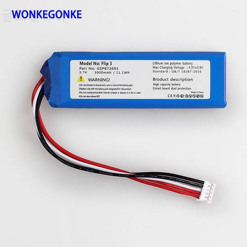 WONKEGONKE battery for JBL Flip 3 Flip 3 GRAY GSP872693 P763098 03 batteries Batterie tracking number