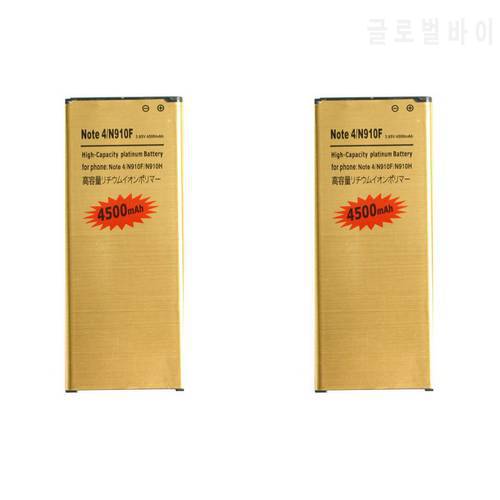 2pcs/lot 4500mAh EB-BN910BBE Gold Li-ion Replacement Battery For Samsung Galaxy Note IV 4 N910F N910H N910S N910U N910L N910C