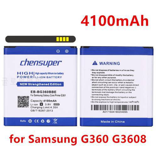 4100mAh EB-BG360BBE EB-BG360CBC Battery for Samsung Galaxy Core Prime G360 G3606 G3608 G3609 G361F G360H/F LTE SM-G3606 G361H