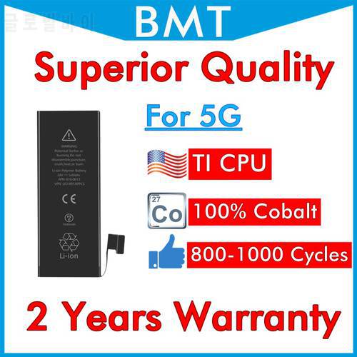 BMT Original 5pcs Superior Quality Battery for iPhone 5 5G 1440mAh 100% Cobalt Cell TI CPU 3.7V 0 cycle replacement