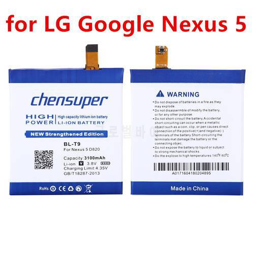 High Quality 4000mAh BL-T9 BL T9 Battery for LG Google Nexus 5 E980 Nexus G D820 D821