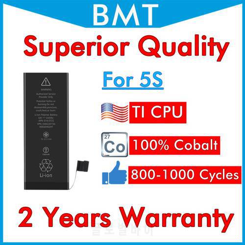BMT Original 5pcs Battery for iPhone 5S Superior Quality 1560mAh 100% Cobalt + ILC Technology 2019 iOS 13 replace repair