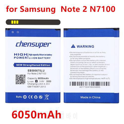 2019 new 6050mAh Battery EB595675LU for Samsung Galaxy Note 2 II note2 N7100 E250 Note 2 LTE N7105 N7102 T889 L900 Verizon i605