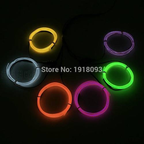 Hot Fashion DC-3V Batteries Drive 6 pieces 2.3mm 1 Meter EL Wire led strip waterproof LED neon light Wedding decoration