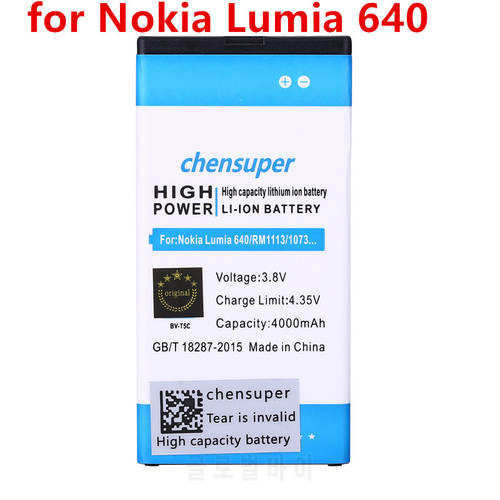 4600mAh BV-T5C Battery For Nokia Lumia 640 Battery RM 1113 1073 Dual 1077 BVT5C battery