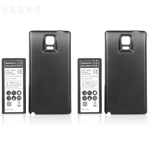 2pcs/lot 6800mAh EB-BN910BBE Extended Battery + 3 Optional Color Case For Samsung Galaxy Note IV 4 Note4 N910F/H/S/U/L/A/P