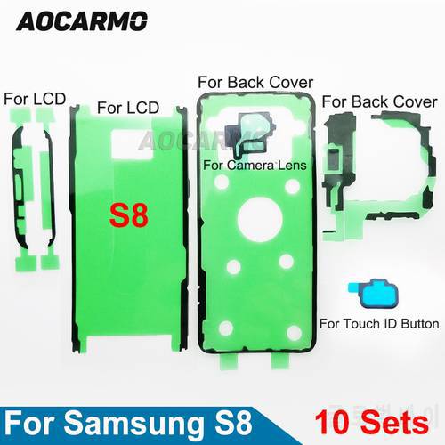 10Sets/Lot For Samsung Galaxy S8 SM-G9500 LCD Screen+Back Battery Cover+Camera Lens Waterproof Adhesive Sticker Tape Glue