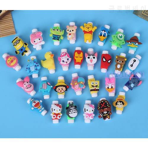 200pcs/Lot New Cable Protector For iPhone USB Cord Protective Cartoon Characters Plastic Style Charger Cables Saver