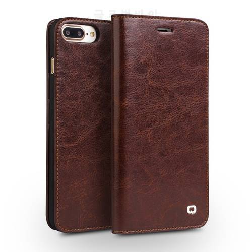 QIALINO Case for iPhone 7 Handmade Genuine Leather Wallet Case for iphone 7 plus luxury Ultra Slim Flip holster
