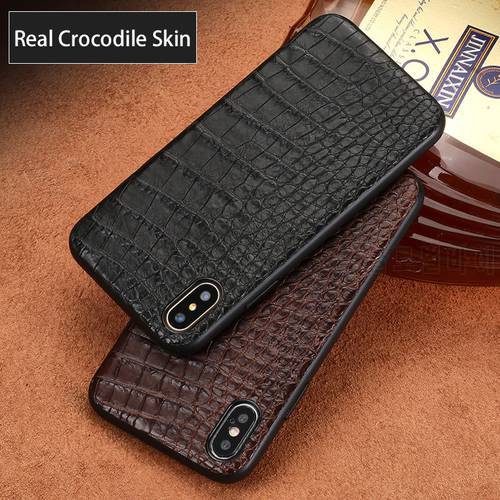 Luxury Natural Crocodile Leather Phone Case For iPhone X 13 14 Pro Max 12 Mini 12 11 Pro Max XS XR XS Max SE 2020 6 6s 7 8 Plus