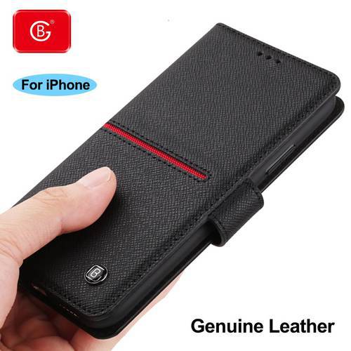 Luxury Brand Genuine Leather Wallet Case New For iPhone 11 Pro Max X XS Max XR Phone Shockproof Protective Back Flip Cover Cases