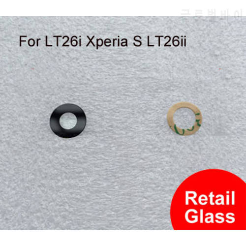 100% New Retail Back Rear Camera lens Camera cover glass with Adhesives For Sony Xperia LT26i Xperia S LT26ii