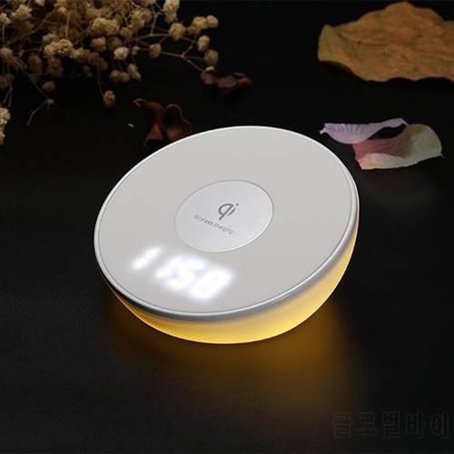 Desk Lamp night-light LED clock wireless charger base fast charging pad for samsung Galaxy S9 S8 Note8 S7Edge for IPhone x 8plus